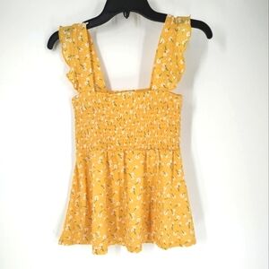 Love & Joy Yellow Flower Print Sleeveless Top Size S